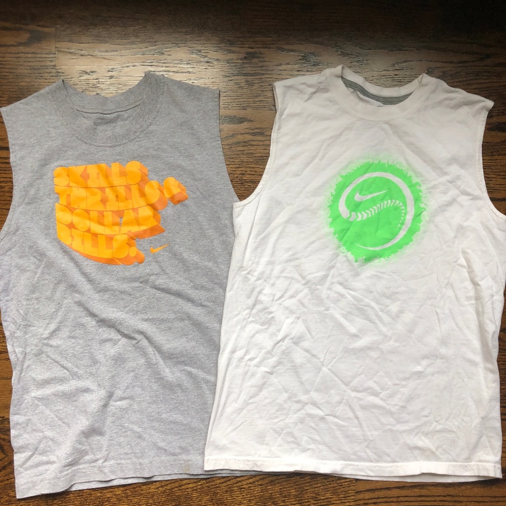 Bundle 2 Boys Large Nike Sleeveless Baseball Tees